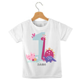 short sleeve t-shirt dino birthday girl