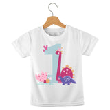 short sleeve t-shirt dino birthday girl