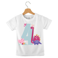 short sleeve t-shirt dino birthday girl