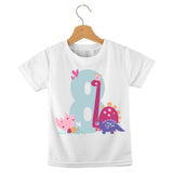 short sleeve t-shirt dino birthday girl