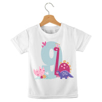 short sleeve t-shirt dino birthday girl