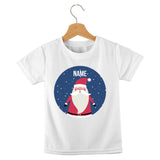 short sleeve t-shirt santa in the snow