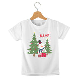 short sleeve t-shirt snowman village