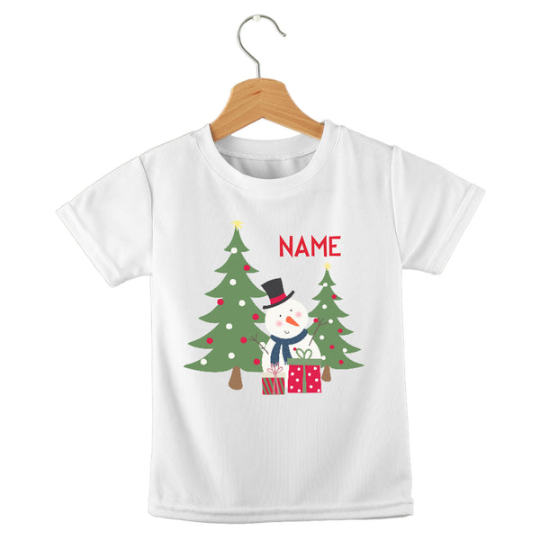 short sleeve t-shirt snowman village