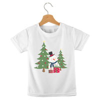 short sleeve t-shirt snowman village