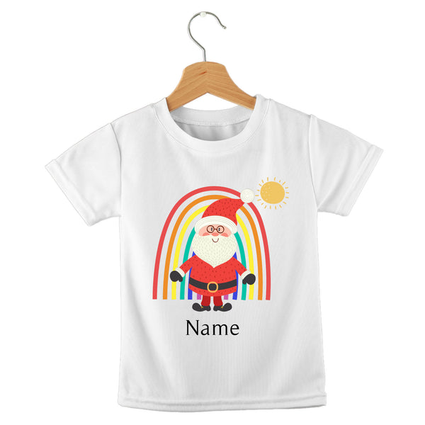 short sleeve t-shirt christmas santas rainbow